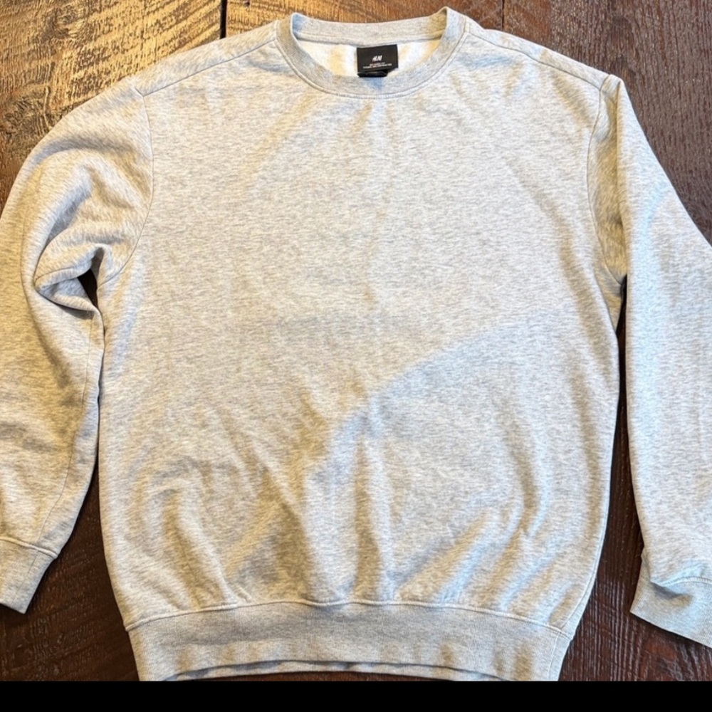 H&M Light Gray Crewneck Sweater Mens XS Minimalist Cotton Blend Pullover